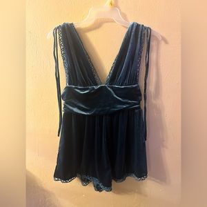 Cider turquoise velvet romper
